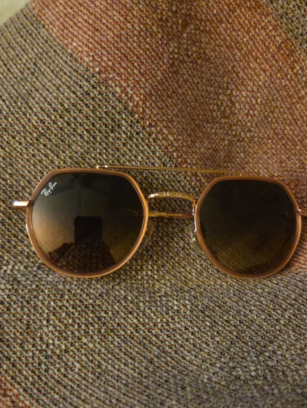Ray-Ban Gold Frame Sunglasses with Brown Gradient Lenses